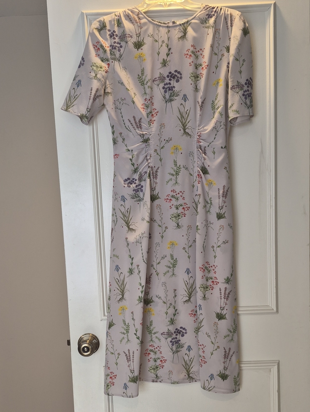 Altuzarra Lavender Floral Short Sleeve Midi Dress